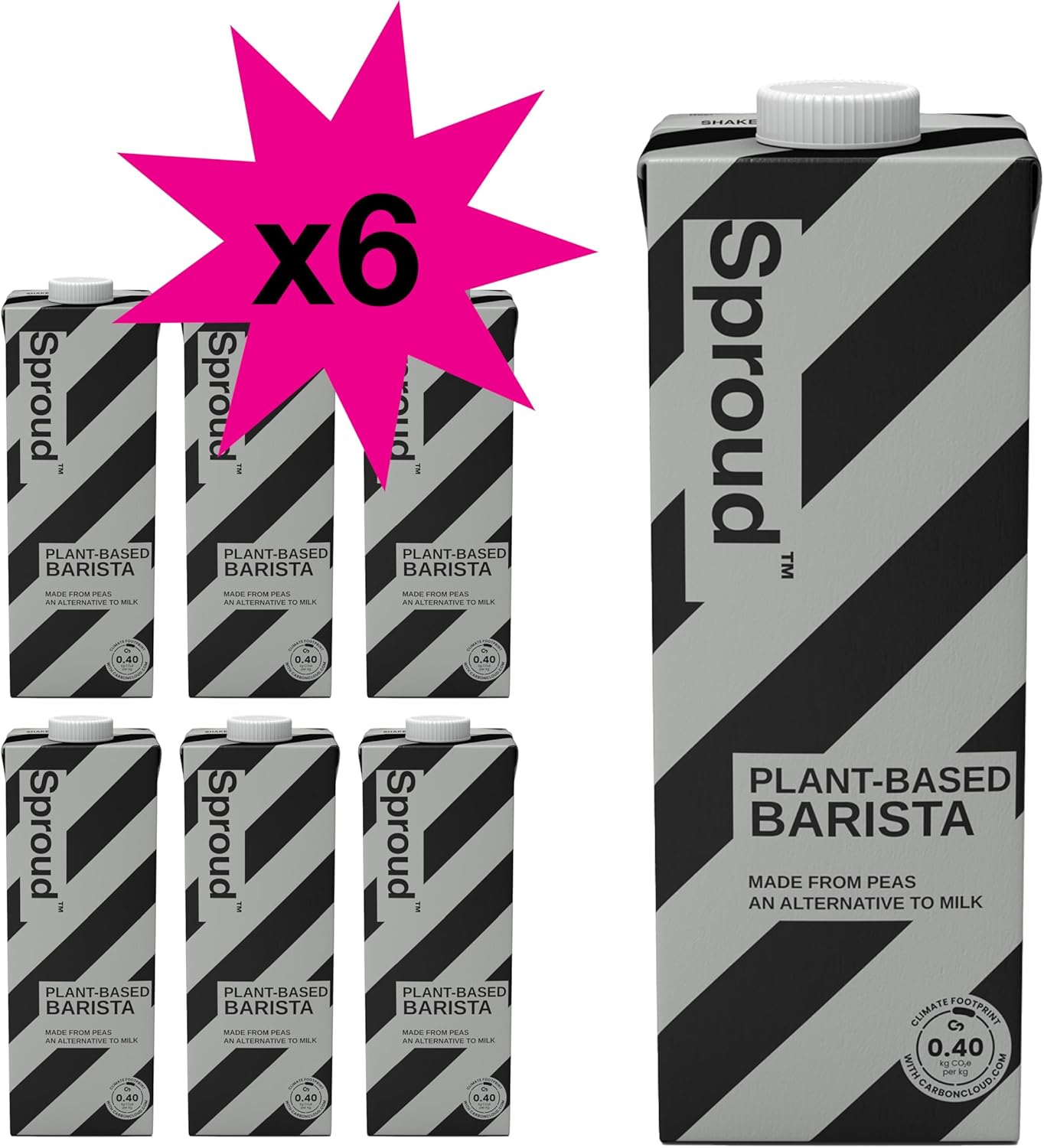 SPROUD - Plant-Based Milk, Low Sugar, Low Carb, High Protein, Long Life, Powered by Peas, Rich, Foamy and Easy to Froth (Barista) (6 x 1L)-0