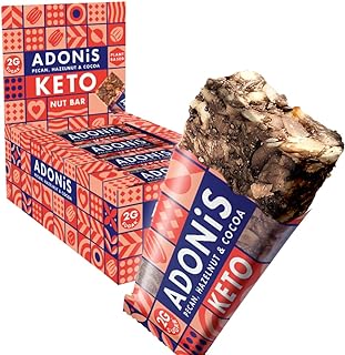 Adonis Pecan, Hazelnut & Cocoa Keto Bars (16x35g) | Vegan/Keto-Friendly | 100% Natural Keto Snacks | Gluten Free/Sugar Free/Palm Oil Free | Low Sugar, Low Calorie & Low Carb | Ideal for a Keto Diet