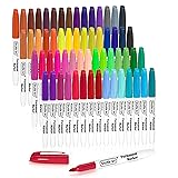 Shuttle Art 60 Colours Permanent Markers, Fine Point Assorted Colours, Works on Plastic, Wood, Stone, Metal and Glass for Doodling, Colouring, Journaling for School Office Home