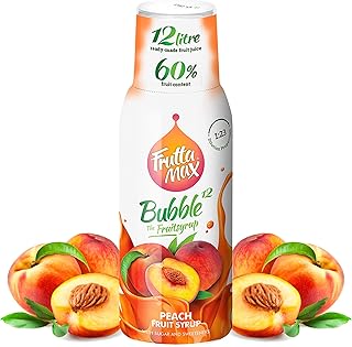 FruttaMax Fruit Syrup Concentrate | Less Sugar | with 60% Fruit Content | Suitable for soda Machine 500ml (Peach)