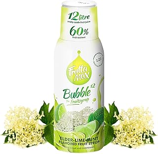 FruttaMax Fruit Syrup Concentrate | Less Sugar | with 60% Fruit Content | Suitable for soda Machine 500ml (Elderflower-Lime-Mint)