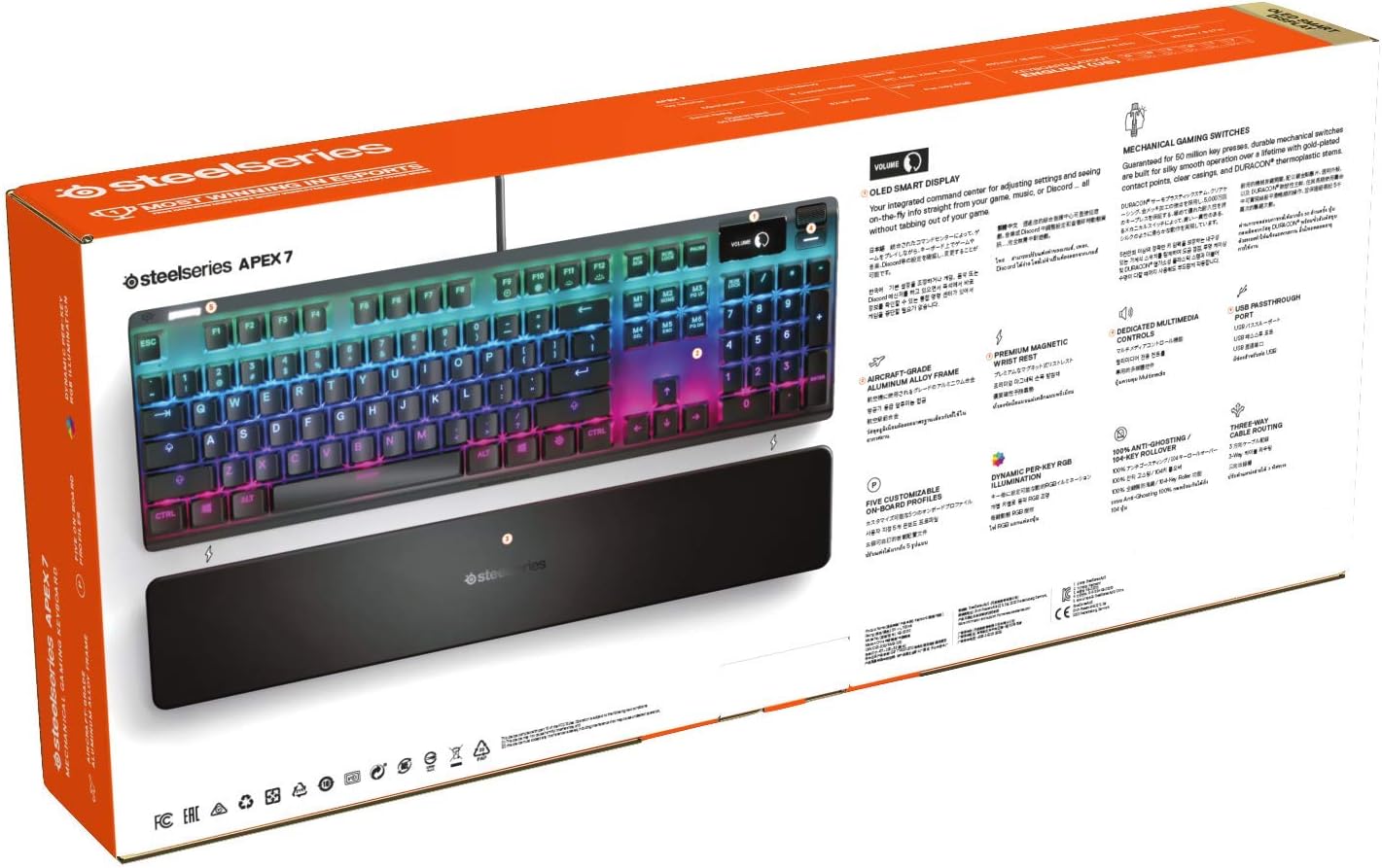 SteelSeries Apex 7 - Mechanical Gaming Keyboard - OLED Display - Red Switches - English (QWERTY) Layout, Standard-14