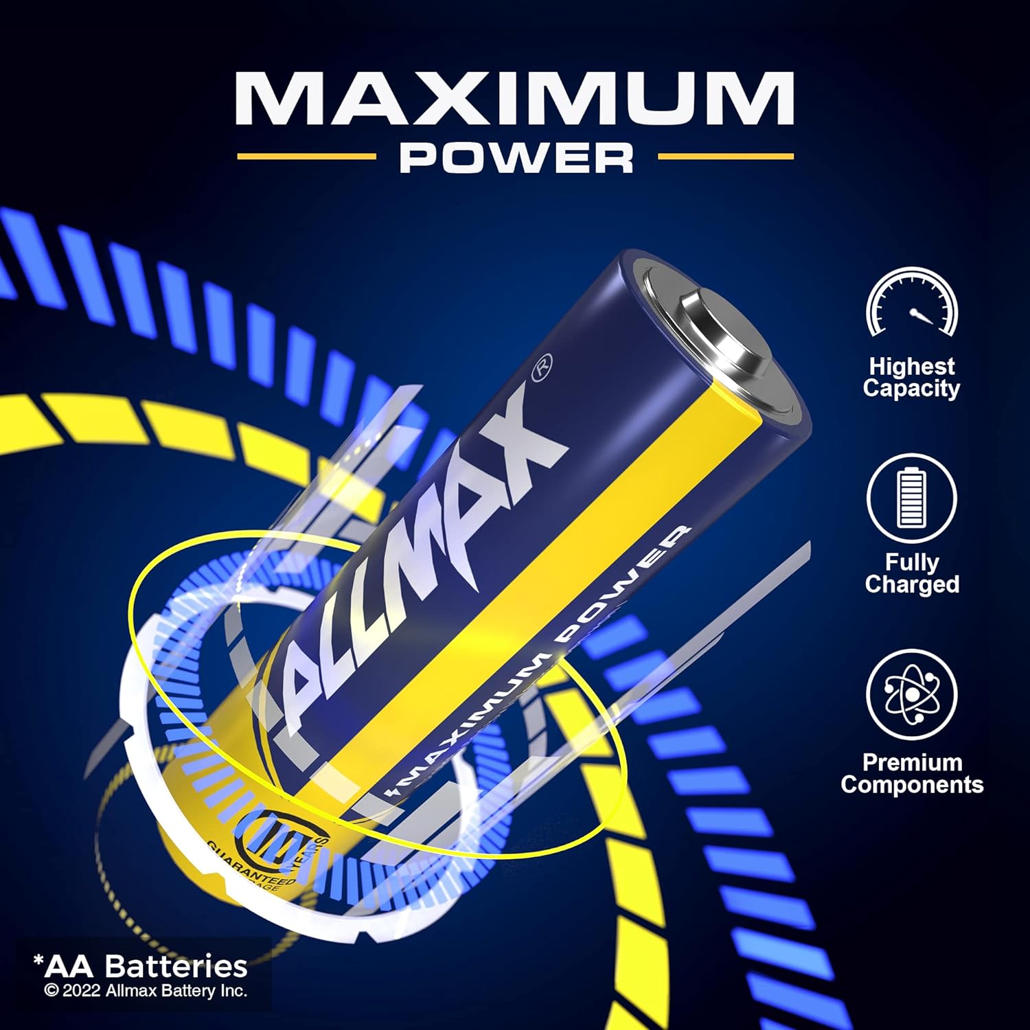 Allmax AA Maximum Power Alkaline Double A Batteries (48 Count) – Ultra Long-Lasting, 10-Year Shelf Life, Leakproof Design, 1.5V-1