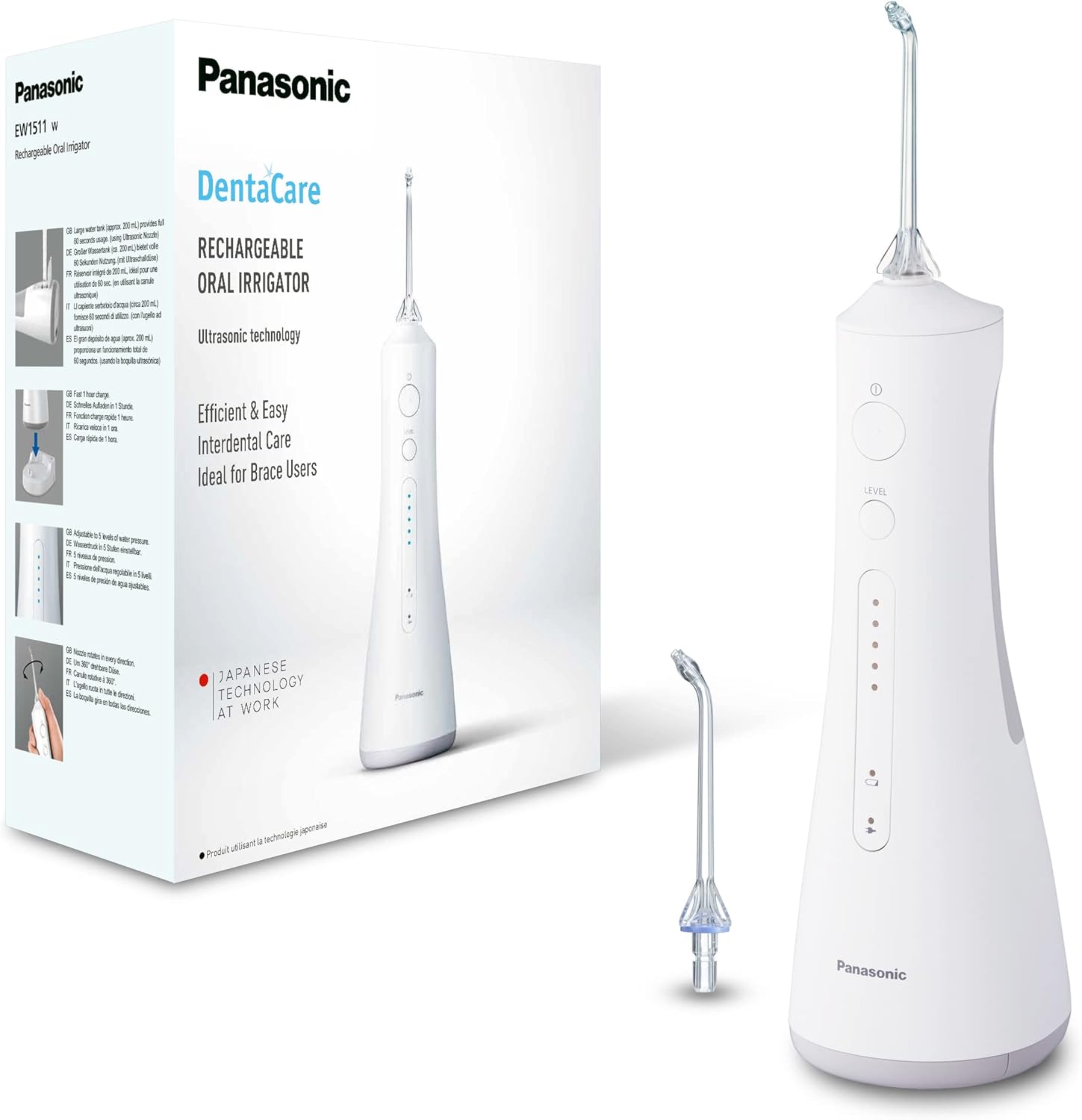 Panasonic EW1511 Rechargeable Dental Oral Irrigator with Ultrasonic Technology-0