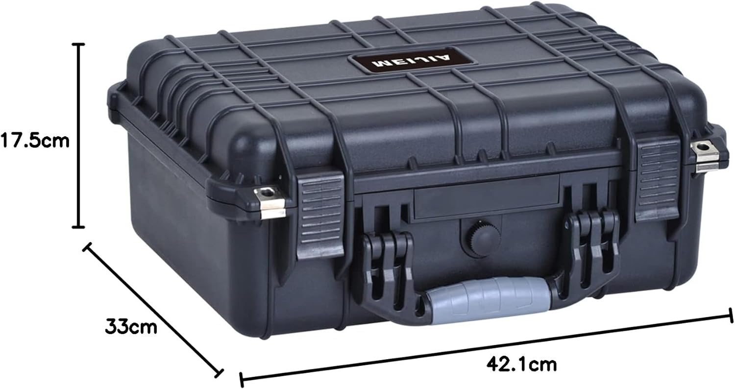 MEIJIA Waterproof Portable Hard Case,Compact Camera Case with Customizable Fit Foam, Black, 36 x 32 x 15 cm-8