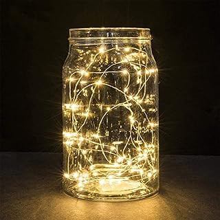 2 Pack Battery Operated 2M 20 LED Silver Wire Fairy String Lights LED Firefly Lights DIY Decoration for Bedroom Jars Christmas Wedding Party Festival Indoor Outdoor Camping - Warm White