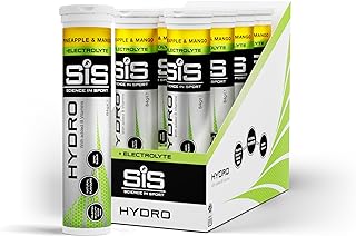 Science In Sport Hydro Hydration Tablets, Gluten-Free, Zero Sugar, Pineapple and Mango Flavour Plus Electrolytes, 20 Effervescent Tablets per Bottle (8 Bottles)