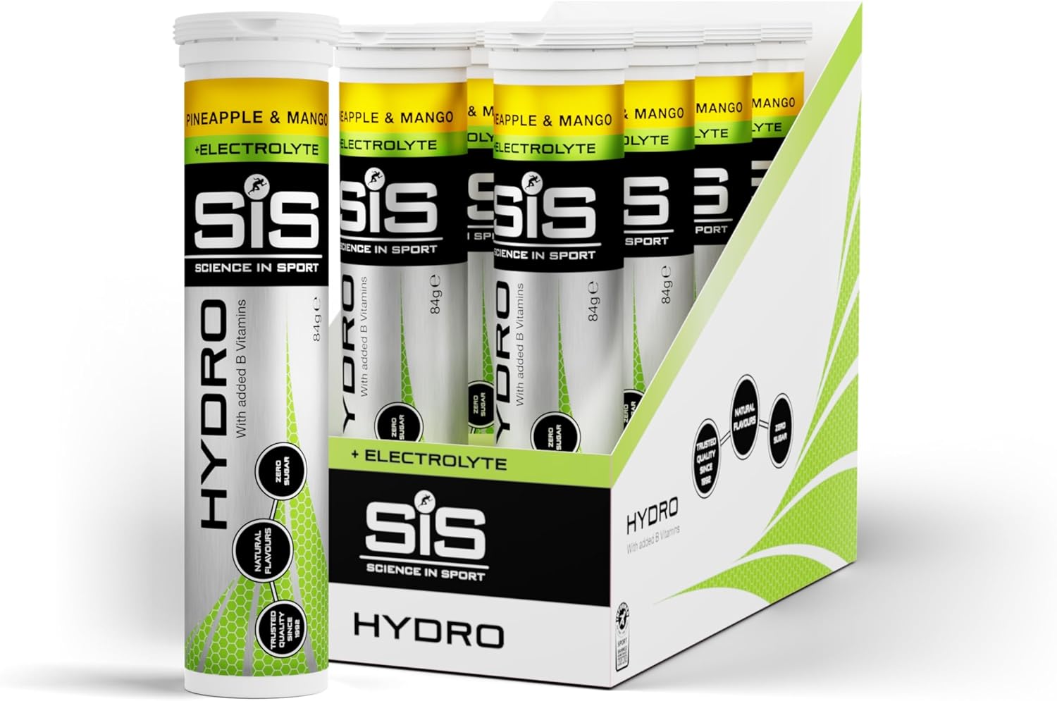 Science In Sport Hydro Hydration Tablets, Gluten-Free, Zero Sugar, Pineapple and Mango Flavour Plus Electrolytes, 20 Effervescent Tablets per Bottle (8 Bottles)-0