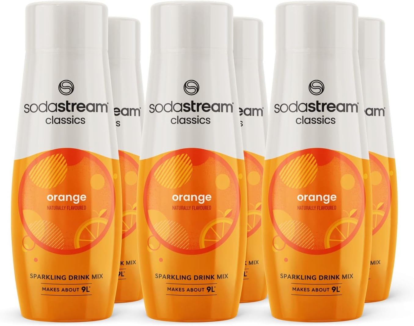 SodaStream Flavours Orange Mix, Fizzy Drink Maker Concentrate with Natural Fruit Flavouring, Aspartame Free SodaStream Syrup, Fizzy Orange Sparkling Water Flavouring - 6x 440ml Multi Pack