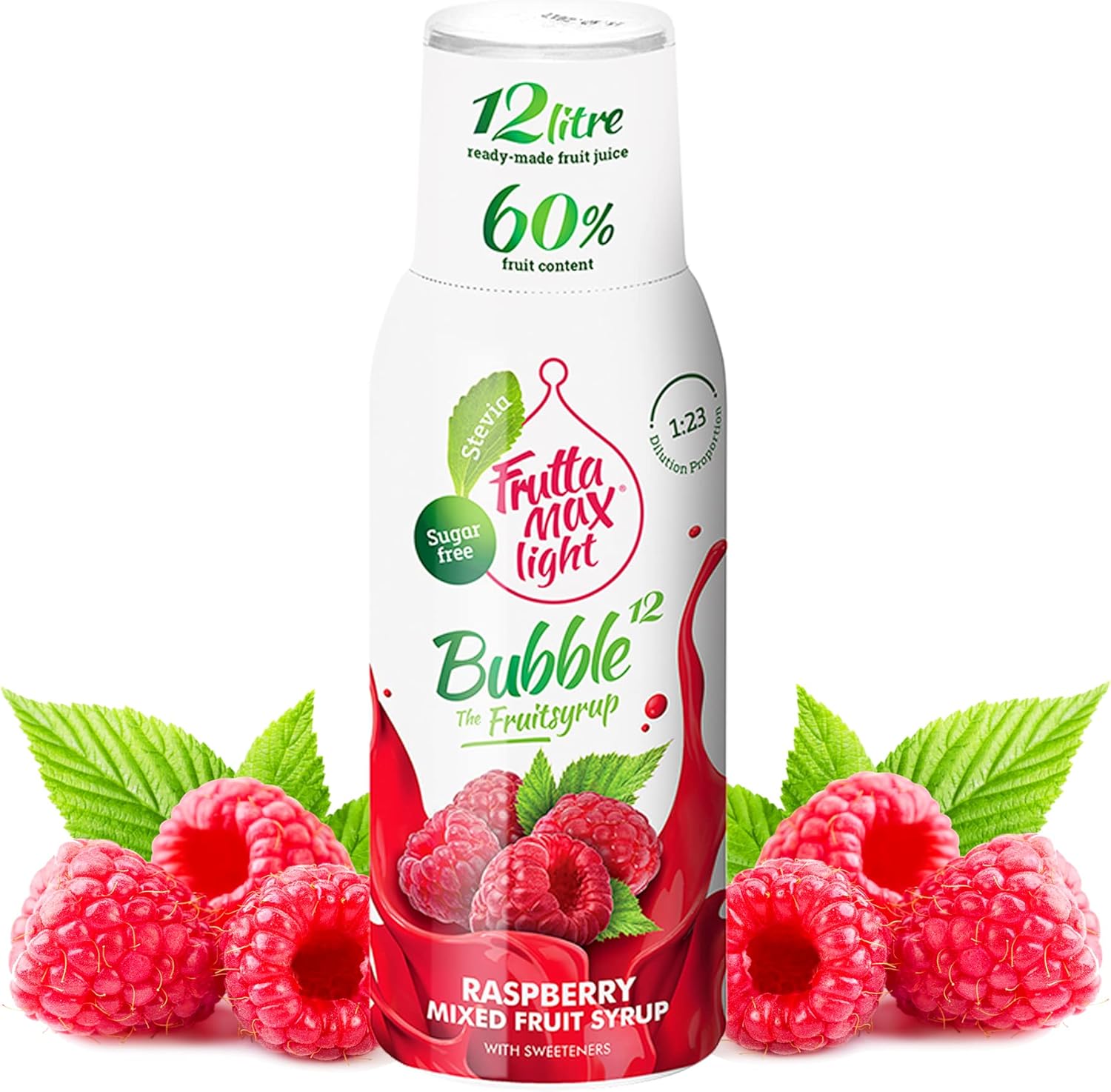 Light - Low Carb - Fitness Syrup by FruttaMax | Zero Sugar | with Stevia | 60% Fruit Content 500ml (Raspberry - Light)-0