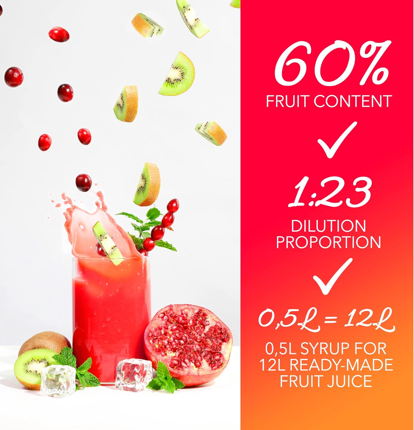 Light - Low Carb - Fitness Syrup by FruttaMax | Zero Sugar | with Stevia | 60% Fruit Content 500ml (Raspberry - Light)-3