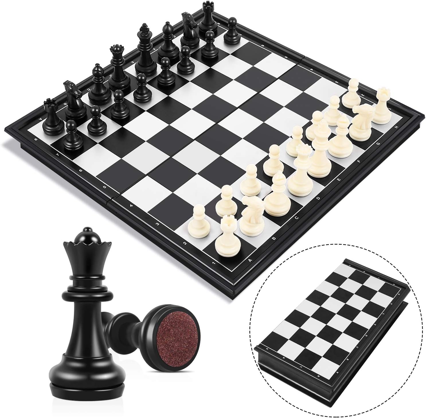 Peradix Chess Board Set Game -Travel Magnetic Chess Piece Set with Chess Folding/Portable Storage Board-Traditional Strategy Game for Kids/Children/Adults-0