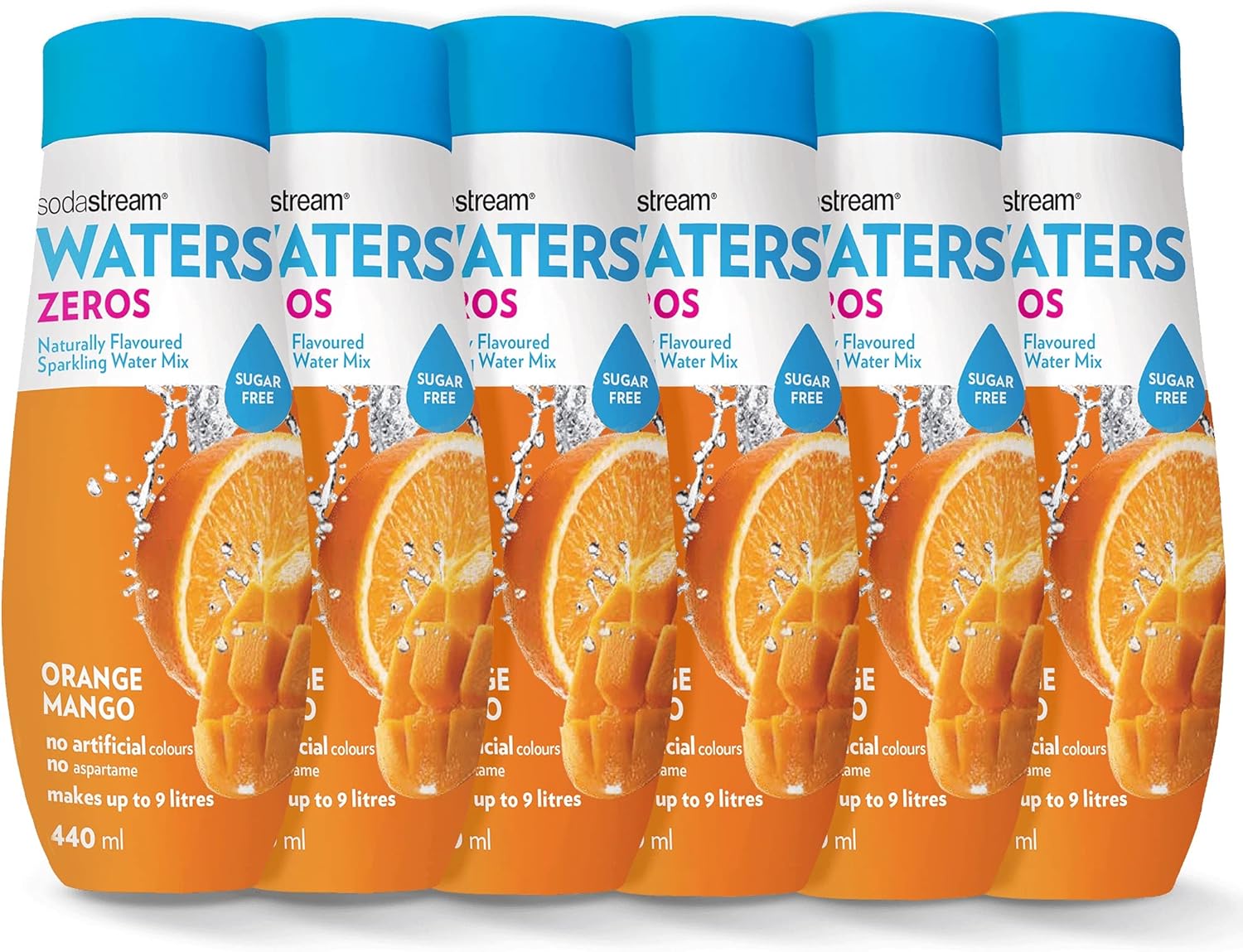 SodaStream Flavours Orange & Mango Zero Mix, Diet Fizzy Drink Maker Concentrate, Aspartame Free SodaStream Syrup, Sparkling Water Flavouring, 6x 440ml Multi Pack, packaging may vary-0