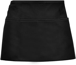 nuoshen Waist Apron, Short Black Apron Anti-dirt Waist Apron with Pockets for Home Kitchen Restaurant Work, Waitress, Chef, Waiter, Cooking, Baking, Men and Women