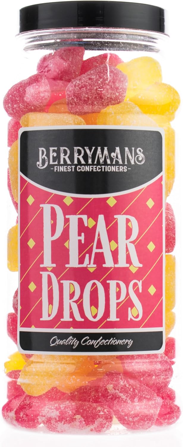 Original Pear Drops Retro Boiled Sweets Gift Jar By Berrymans Sweet Shop - Classic Sweets, Traditional Taste.-0