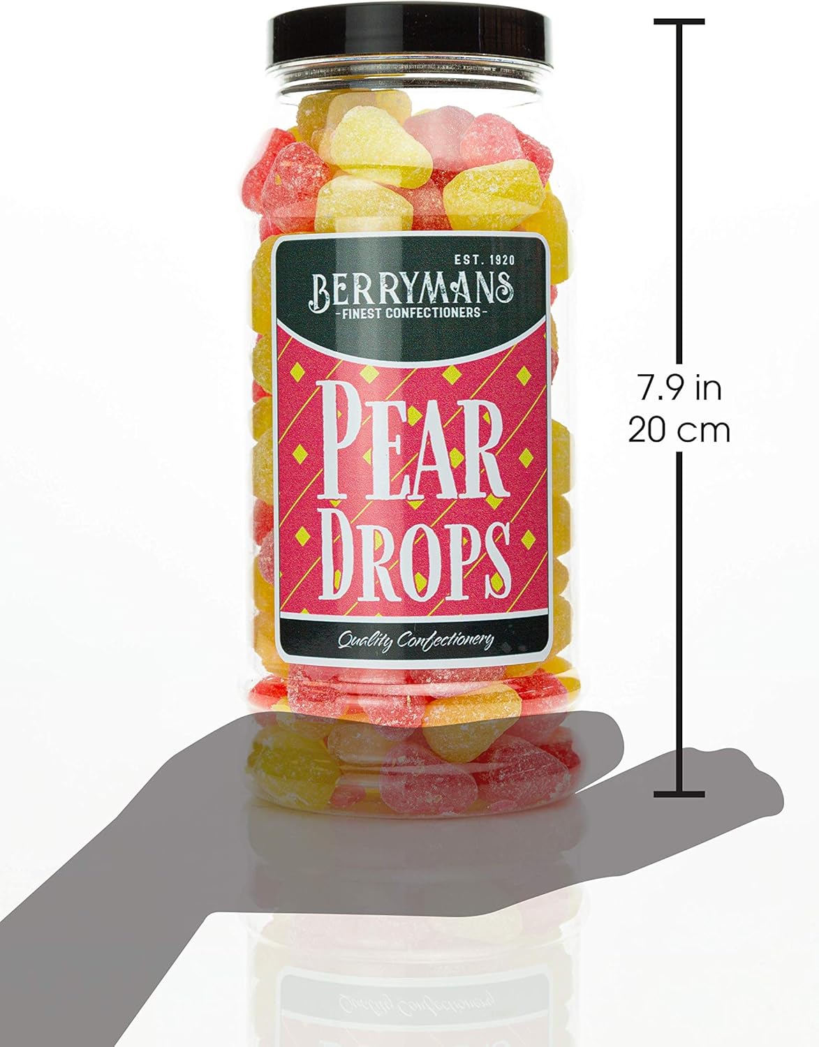 Original Pear Drops Retro Boiled Sweets Gift Jar By Berrymans Sweet Shop - Classic Sweets, Traditional Taste.-2