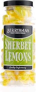 Original Sherbet Lemons Retro Sweets Gift Jar by Berrymans Sweet Shop - Classic Sweets, Traditional Taste.