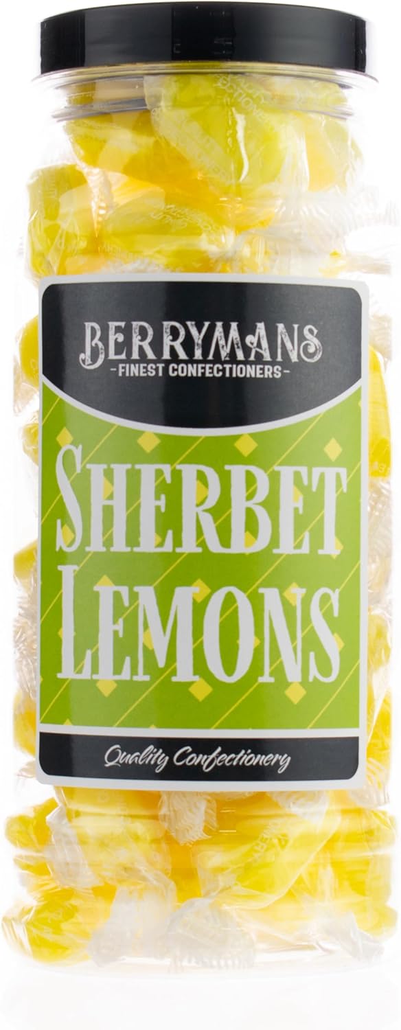 Original Sherbet Lemons Retro Sweets Gift Jar by Berrymans Sweet Shop - Classic Sweets, Traditional Taste.-0