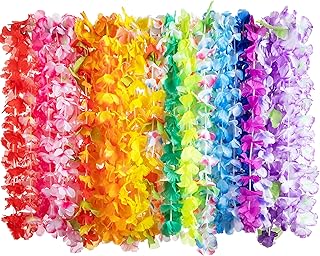 JOYIN 60pcs Tropical Hawaiian Lei Luau Flower Necklaces Garlands for Beach Wedding Hawaiian Party Decorations