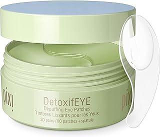 Pixi DetoxifEYE Depuffing Hydrogel Under-Eye Patches, Hyaluronic Acid, Gold & Caffeine Eye Patches For Under Eyes, Hydrate Eye Area, 30 pairs, 60 Patches