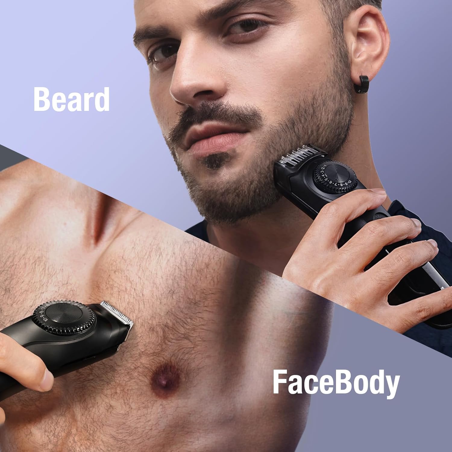 SUPRENT Adjustable Beard Trimmer for Men, Cordless Electric Facial Trimmers with Precision Dial, USB Rechargeable 19 Length Settings Mustache Trimmer for Men, Black-5