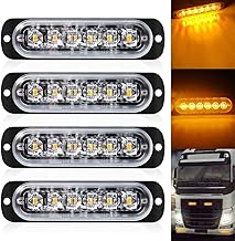 Defvnsy Strobe Flashing Light Amber, 6 LED Emergency Light Bar 12V-24V LED Beacon 18 Flashing Modes Warning Marker Light for Vehivle Car Truck, Grill Beacon Light (Pack of 4)