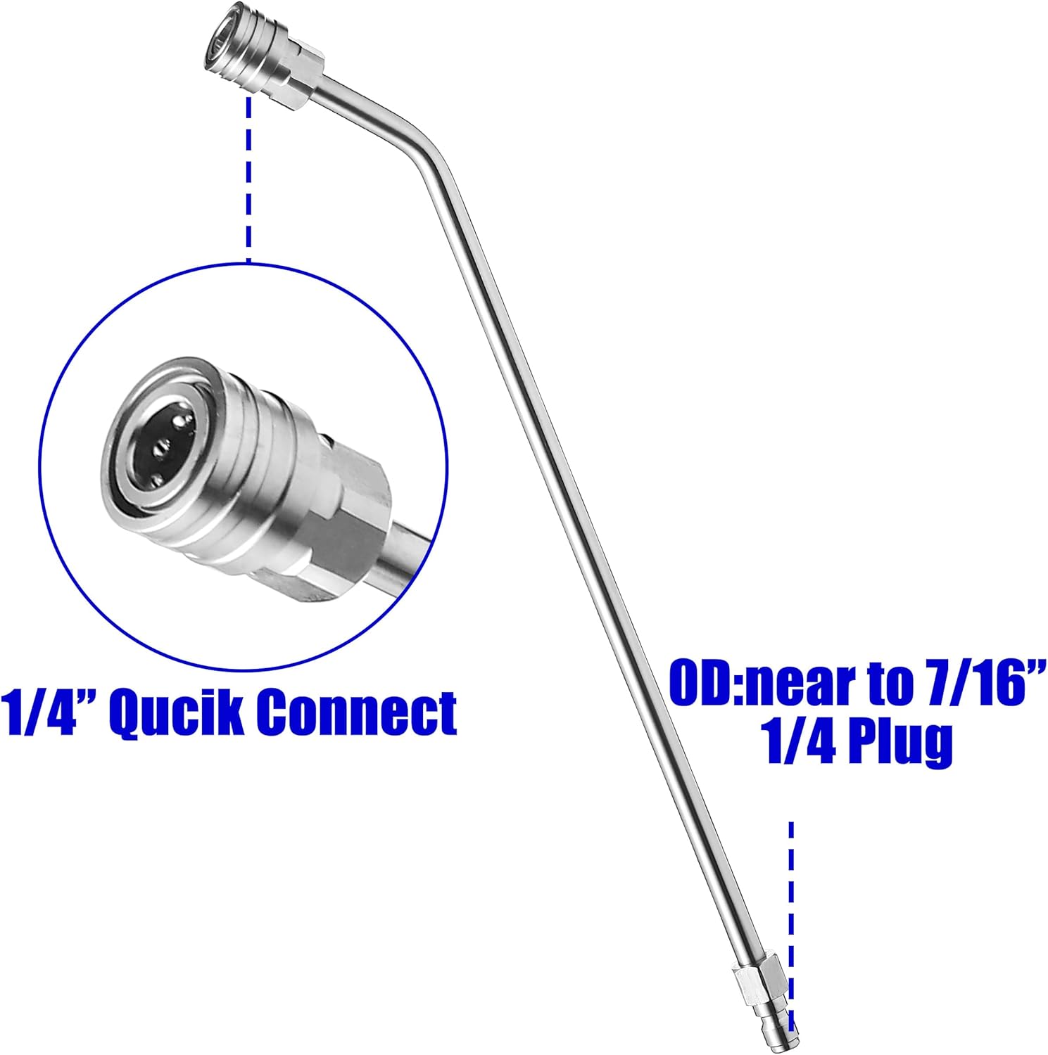 M MINGLE Pressure Washer Wand Extension, 30 Degree Curved Angled, Undercarriage and Gutter Cleaner Attachment, 1/4 Inch Quick Connect, 14 Inch-2