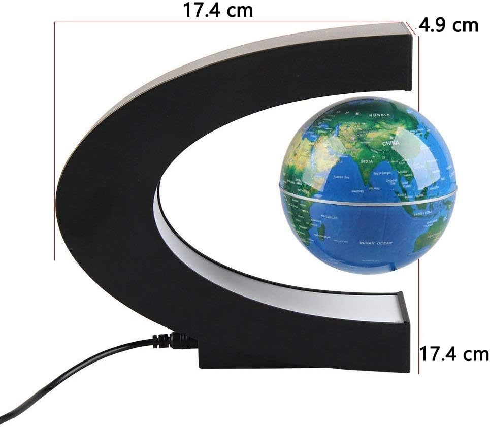 MINGZE Globe Magnetic Floating C Shape Magnetic Levitation Floating Globe Maglev Globes World Map for Teaching Home Office Desk Decoration Birthday Present for Kids Valentine's Day gift-5