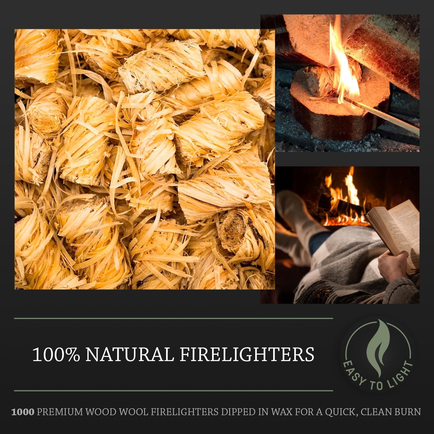 Log Barn Natural Firelighters (Box of 1000) Natural Fire Lighters for Wood Burners, Pizza Ovens, Open Fires. BBQ Lighters, Fire Starters for Log Burners – Genuine Log Barn Fire Wood & Eco Firelighters-1