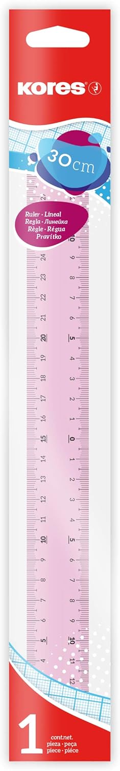 Kores - 30cm Transparent Ruler with Inking Edge - Coloured Overlays, School Supplies, Stationery Supplies, University Essentials, Office Supplies - Pack of 1 Assorted Colours - Ruler 30cm-2