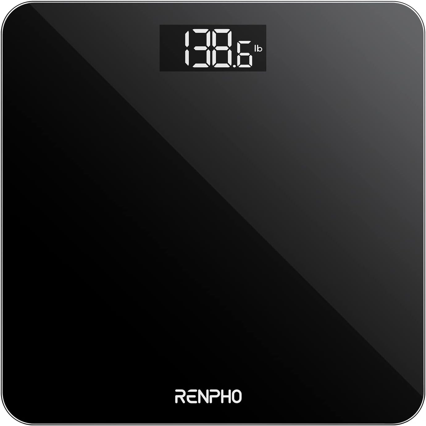 RENPHO Digital Bathroom Scales for Body Weight, Weighing Scale Electronic Bath Scales with High Precision Sensors Accurate Weight Machine for People, LED Display, Step-On, Black, Core 1S-0