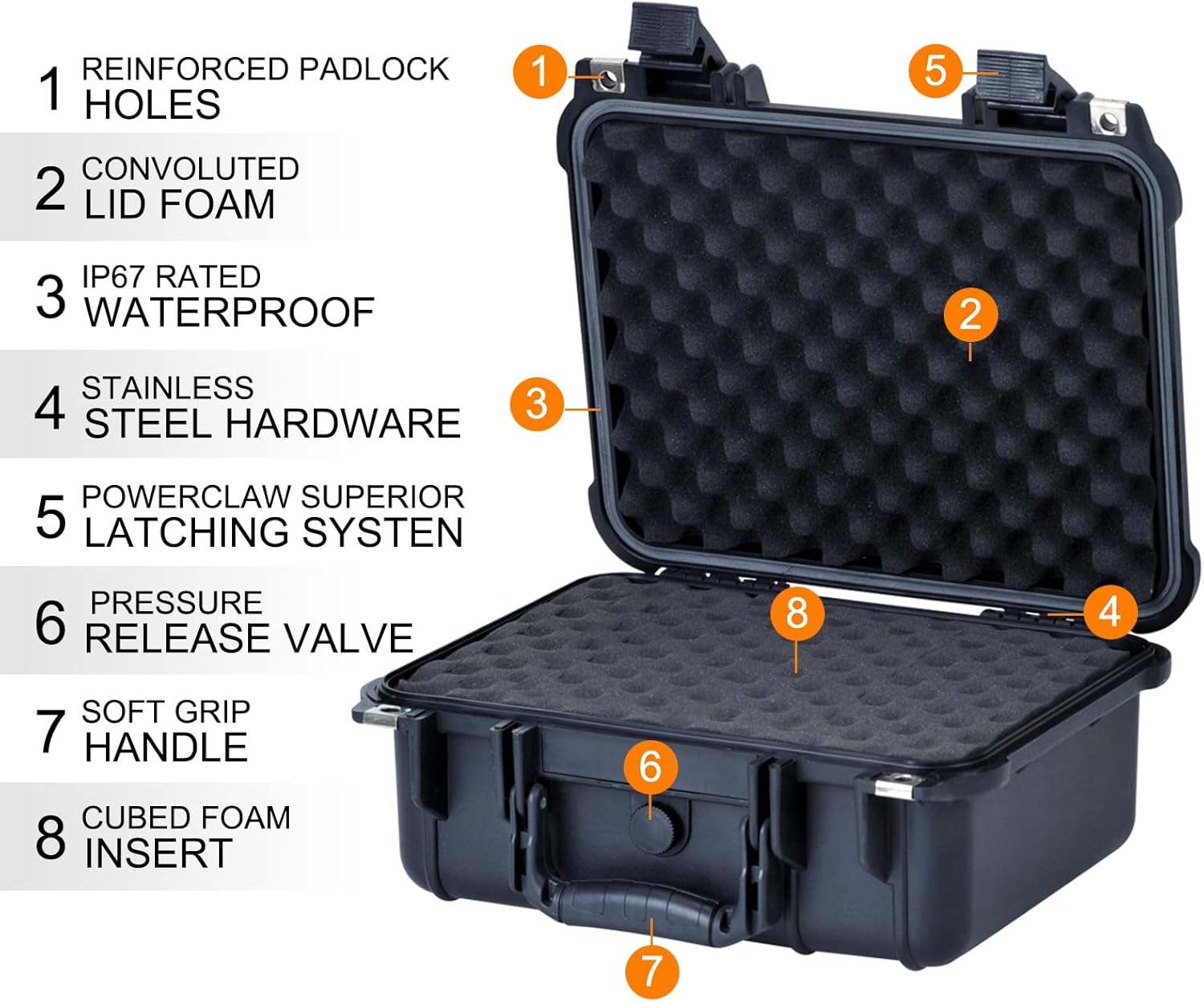 MEIJIA Portable All Weather Waterproof Protective Hard Case,Camera Case with Customizable Foam, Fit Use of Drones, Camera, Equipments, Pistols, Elegant Black,13.35 x11.63x5.98inches-3