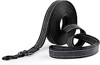 Toozey Dog Training Leads with Anti-Slip Rubbers and Reflective Stips, 5m 10m 15m 20m Soft and Strong Nylon Long Line Dog Lead for Small Medium Large Dogs, 5m x 2.5cm