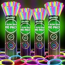 400 Glow Sticks Bulk Party Supplies — Glow in The Dark Fun Party Pack with 8" Glowsticks and Connectors for Bracelets and Necklaces for Kids and Adults