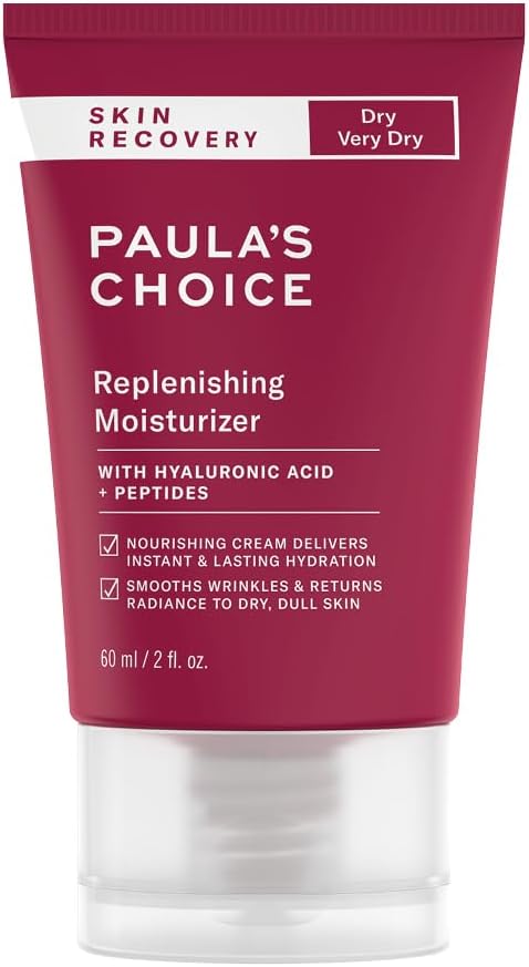 Paula's Choice SKIN RECOVERY Replenishing Moisturiser - Face Night Cream - Hydrates & Soothes - Anti-Ageing - with Hyaluronic Acid & Peptides - Rosacea-prone Skin - Dry to Very Dry Skin - 60 ml-0