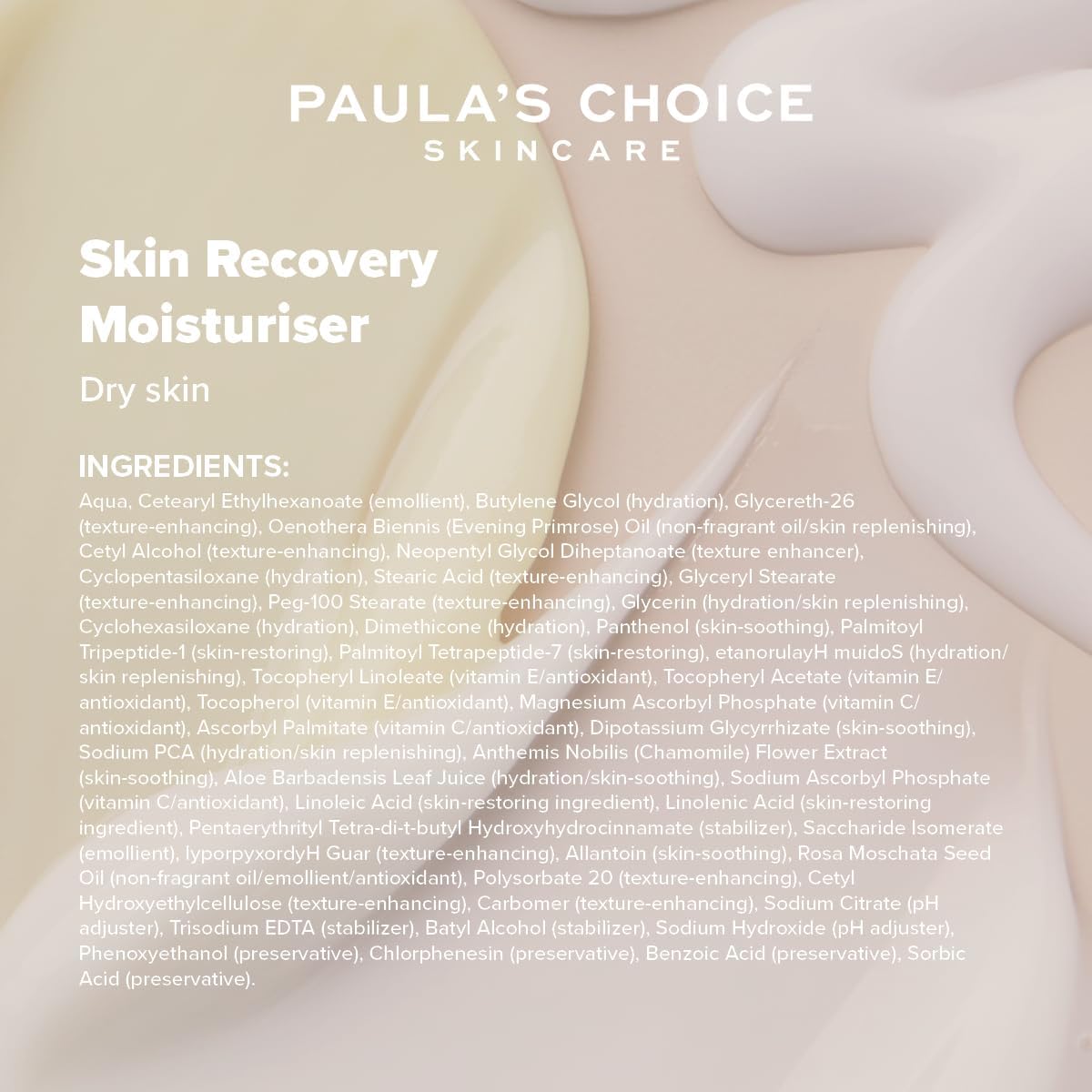 Paula's Choice SKIN RECOVERY Replenishing Moisturiser - Face Night Cream - Hydrates & Soothes - Anti-Ageing - with Hyaluronic Acid & Peptides - Rosacea-prone Skin - Dry to Very Dry Skin - 60 ml-5