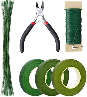 nuoshen Floral Arrangement Kit, Floral Tapes & Wraps Floral Wire Cutter Green Floral Tape 22 Guage Floral Stem Wire 26 Gauge Green Floral Wire for Bouquet Stem Wrap Florist