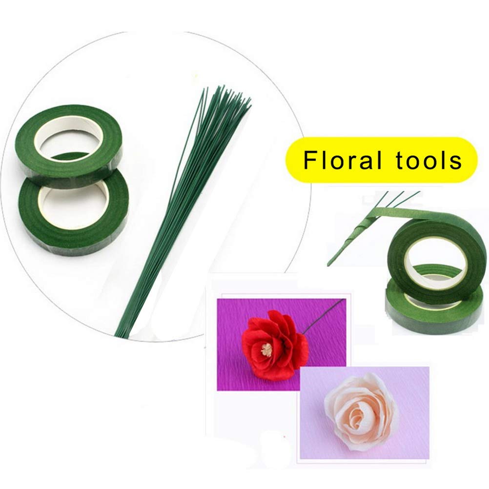 nuoshen Floral Arrangement Kit, Floral Tapes & Wraps Floral Wire Cutter Green Floral Tape 22 Guage Floral Stem Wire 26 Gauge Green Floral Wire for Bouquet Stem Wrap Florist-1