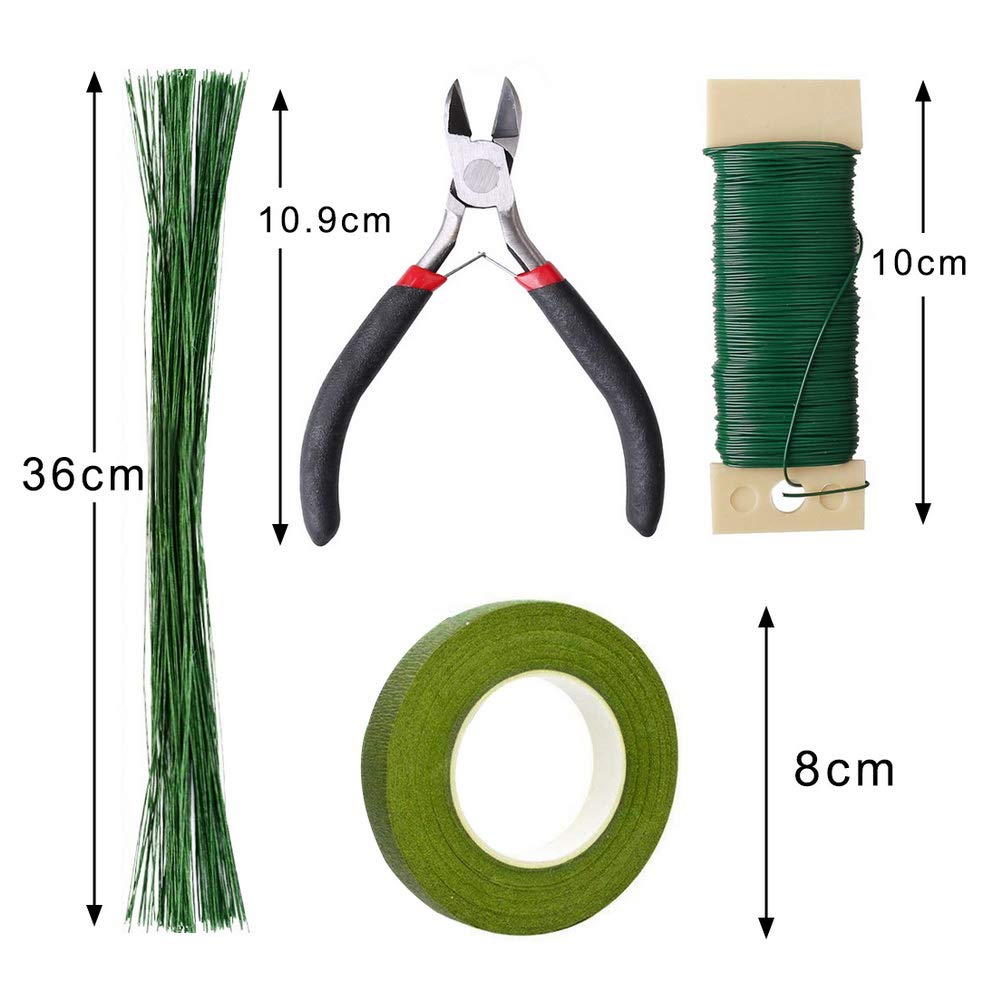 nuoshen Floral Arrangement Kit, Floral Tapes & Wraps Floral Wire Cutter Green Floral Tape 22 Guage Floral Stem Wire 26 Gauge Green Floral Wire for Bouquet Stem Wrap Florist-2