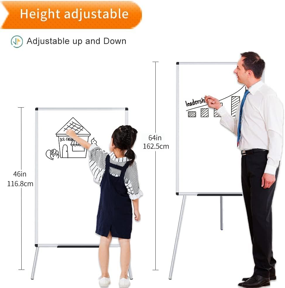 VIZ-PRO Magnetic Whiteboard Easel, 90 x 60 cm, Portable Dry Erase Board Height Adjustable for School Office and Home-3