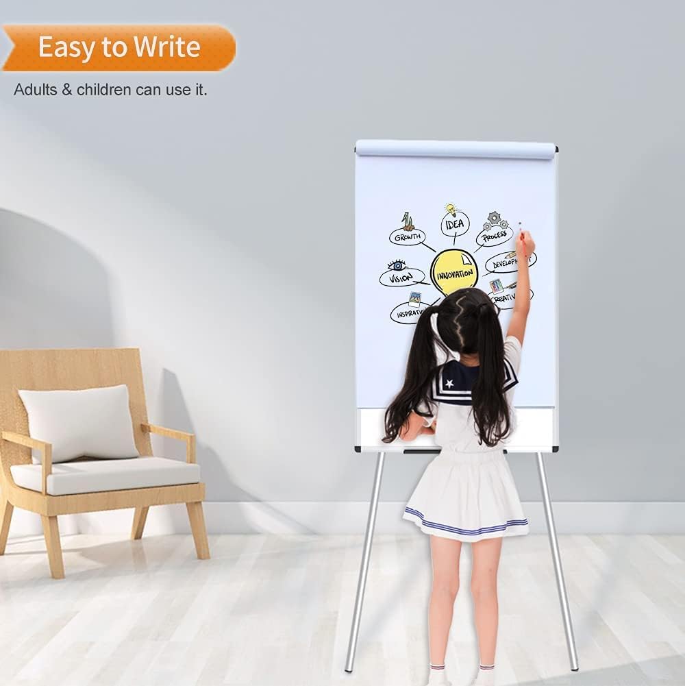 VIZ-PRO Magnetic Whiteboard Easel, 90 x 60 cm, Portable Dry Erase Board Height Adjustable for School Office and Home-5