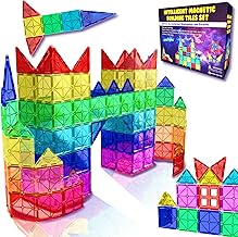 Desire Deluxe Magnetic Tiles Building Blocks Construction Toys for Boys & Girls 47pc – STEM Learning Educational Toy for Kids Age 3 4 5 6 7 8 Year Old Gift