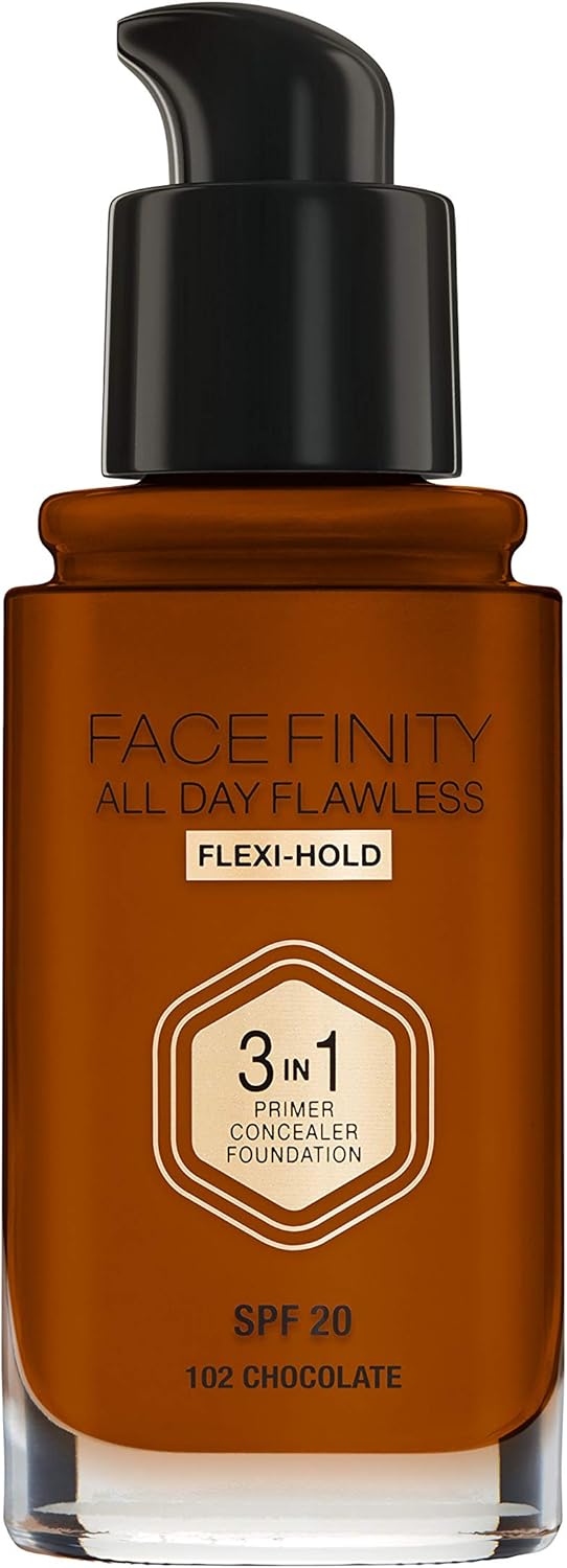 Max Factor Facefinity 3-in-1 All Day Flawless Liquid Foundation, SPF 20 - 102 Chocolate, 30 ml-1