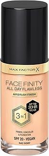 Max Factor Facefinity 3-in-1 All Day Flawless Liquid Foundation, SPF 20 - 42 Ivory, 30 ml