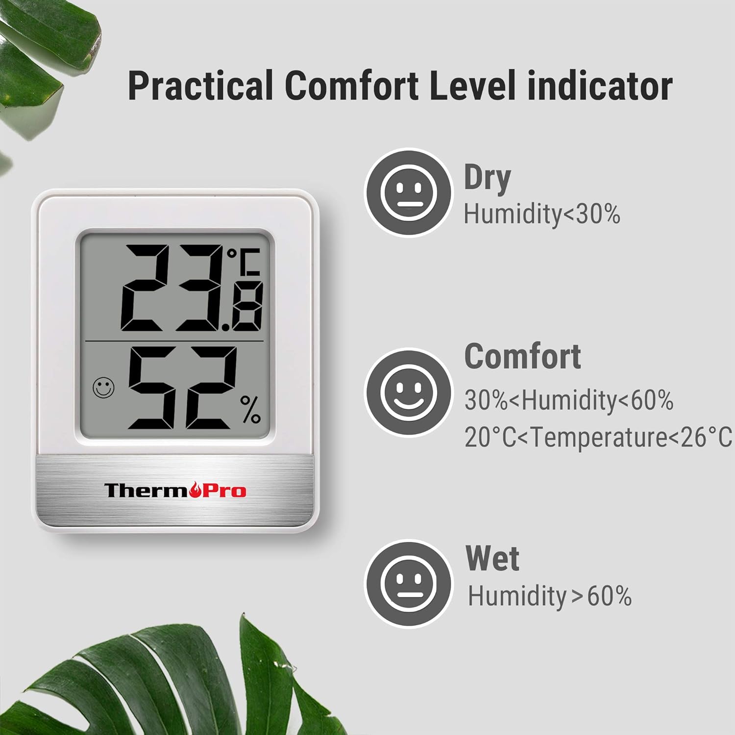 ThermoPro TP49 Small Digital Hygrometer Indoor Thermometer Ambient Thermometer Temperature Monitor and Humidity Meter for Home Office Comfort Reptile Thermometer-3