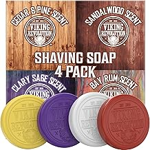 Viking Revolution - Shaving Soap - 4 Pack Variety Sandalwood, Cedar Pine, Clary Sage, Bay Rum - Smooth Wet Shave - Gifts For Men - 4 x 70 g