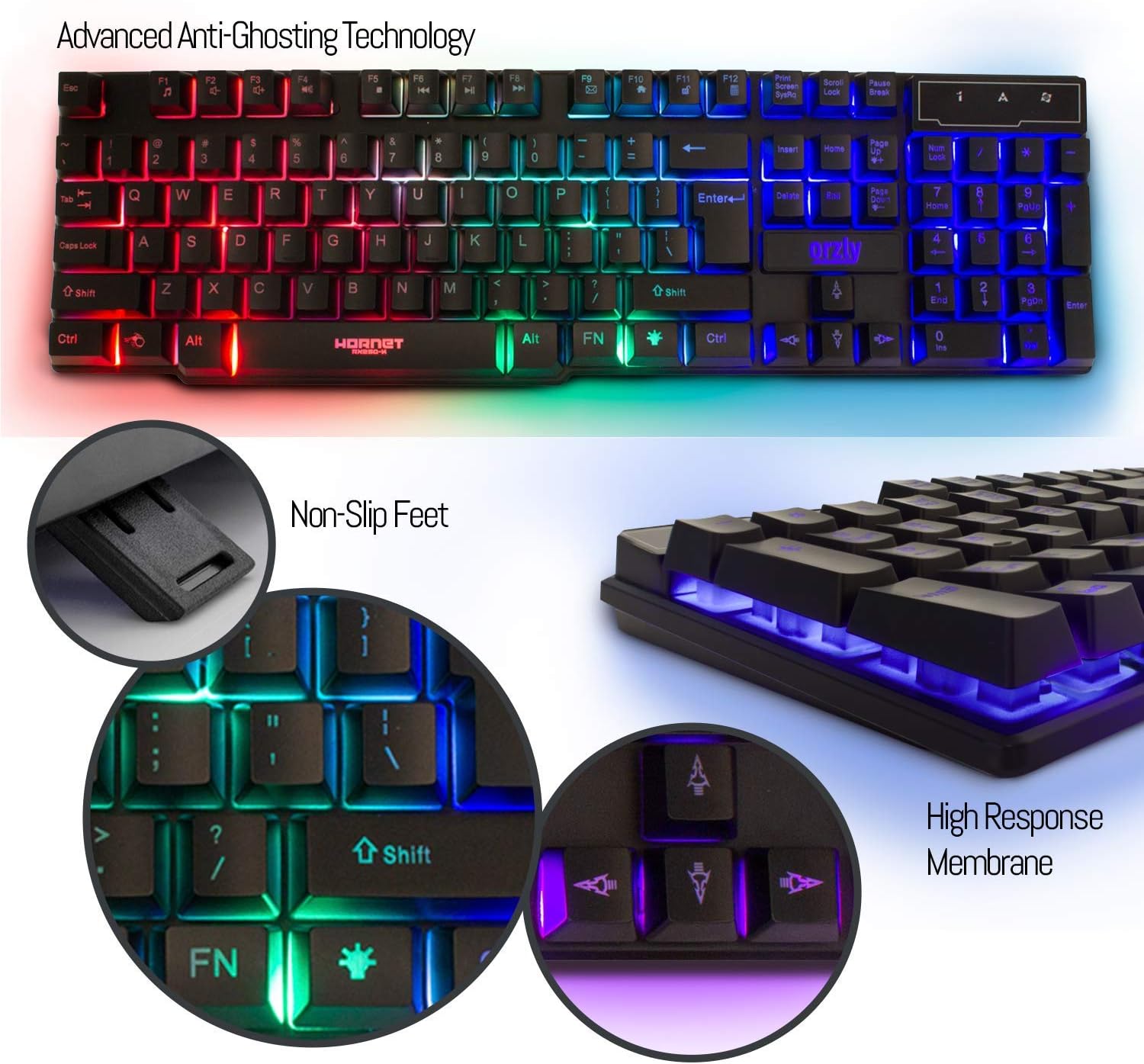 Gaming Keyboard and Mouse and Mouse pad and Gaming Headset, Wired LED RGB Backlight Bundle for PC Gamers Users - 4 in 1 Gift Box Edition Hornet RX-250-1