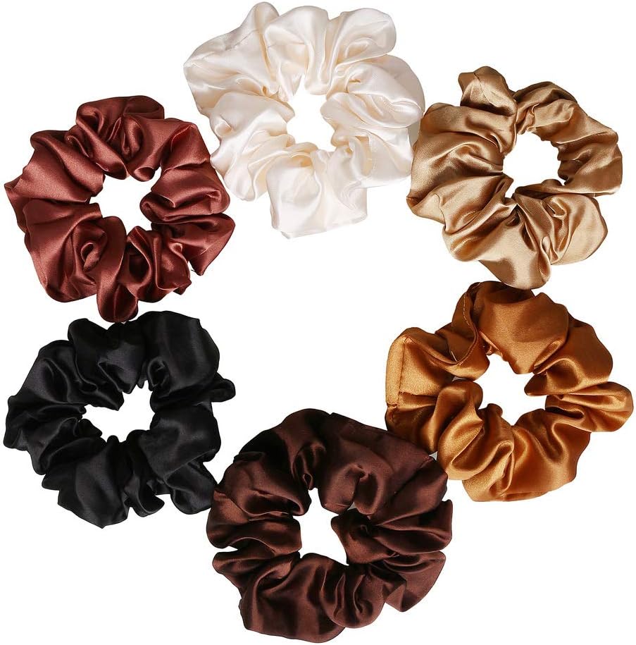 nuoshen 6 Pieces Hair Scrunchies, Satin Elastic Soft Hair Ties Scrunchy Hair Bands for Girls and Ladies-1