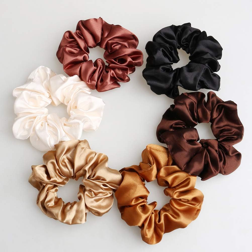 nuoshen 6 Pieces Hair Scrunchies, Satin Elastic Soft Hair Ties Scrunchy Hair Bands for Girls and Ladies-4