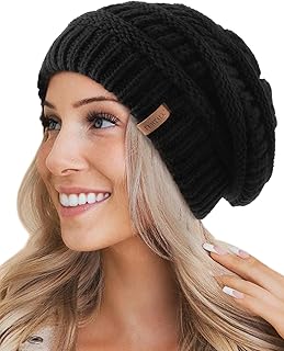 FURTALK Knit Beanie Hat for Ladies Fleece Line Ski Skull Cap Slouchy Winter Hats for Women